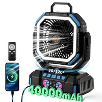 Ventilateur de camping portable USB F22S 40000mAh avec télécommande, oscillation automatique, lumière LED, ventilateur de ventilation pour tente de camping en plein air