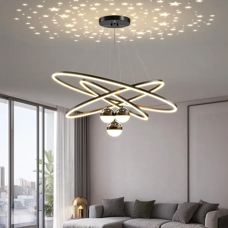 Lampada da soffitto a led decorativa moderna di lusso con illuminazione a sospensione per lampadari a cerchio da soggiorno e lampade a sospensione