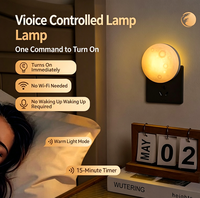 Veilleuse intelligente créative à commande vocale avec capteur de lumière pour chambre à coucher, sommeil, allaitement de bébé, protection des yeux, type à brancher, lampe lune
