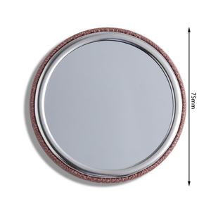 Fabric Embroidery Custom Logo Letter Flower Pattern Single Side Tin Badge Round Small <b>Compact</b> Pocket <b>Mirror</b> - Product Image 5
