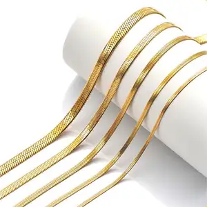 Proveedor de moda Cadena de serpiente Alta calidad Minimalista Acero inoxidable 18K Oro PVD Plateado Pulsera Collar Joyería para hombre Mujer