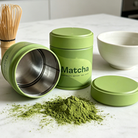 Kaleng Logam Bulat Kosong Food Grade 60mm 30g 50g Wadah Kedap Udara untuk Bubuk Matcha 60*T60/60*T68/60*T100mm