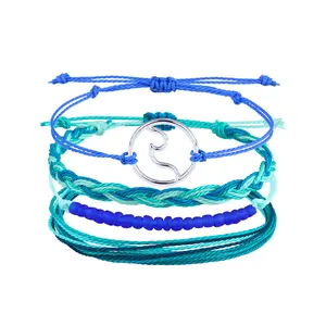 New Bracelet Gifts Wax Thread Braided Rice Bead Bracelet Bohemian Daisy Sunflower Turtle Shell Bracelet Women