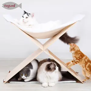 Grotta per gatti pieghevole per interni di grandi dimensioni per animali domestici letti per animali domestici caldi nido per gatti in legno con doppio strato