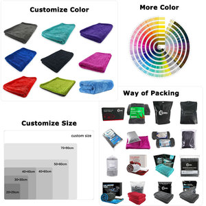 Serviette de lavage et de séchage pour voiture en microfibre 1400 GSM avec logo 16x16, serviette de séchage en microfibre pour lavage de voiture 1500 GSM - Product Image 2