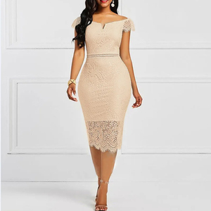 Nouvelle Robe de Soirée Décontractée pour Femmes, Sans Manches, Épaules Dénudées, Fermeture Éclair au Dos, Dentelle, Couleur Unie, Coupe Ajustée, Style Crayon - Product Image 5