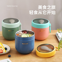 Lonchera de Plástico para Niños con Termo Hermético, Tapa para Recipiente de Alimentos, Cuchara y Botella de Vacío para la Escuela y Uso en el Escritorio