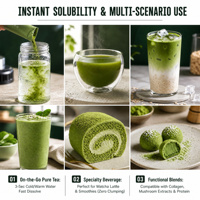 Bubuk Matcha Latte Jamur Fungsional, Minuman Teh Hijau Instan, Campuran OEM Label Pribadi Grosir
