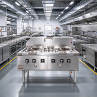 Cuisinière à gaz double professionnelle sur pied, robuste, avec pieds de support stables pour restaurant