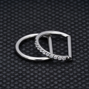 Anello per naso in titanio ASTM F-136, orecchino a cuore Daith, anello a cerchio per cartilagine Tragus, anelli a elica a forma di D, cerchio a segmento incernierato con CZ trasparente - Product Image 6