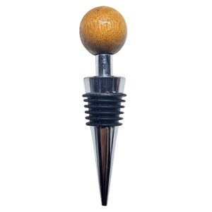 Wooden Wine Bottle Stopper With Metal Base And Rubber Seal For Red Wine Champagne Sealing - Product Image 1