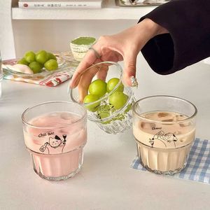 Cute Puppy Glass Cup Hammered Texture Transparent For Water Coffee Milk Juice Party Gift - Product Image 3