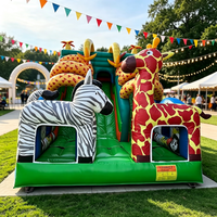 Structure gonflable robuste en PVC, thème Safari Jungle, pour location événementielle et jeux familiaux en extérieur