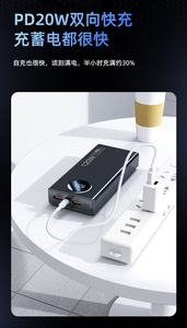 พาวเวอร์แบงค์ชาร์จเร็ว 120W PD พร้อมหน้าจอ LED สายชาร์จในตัว สีขาว แบบพกพา - Product Image 3