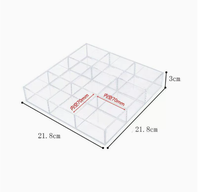 Boîte de rangement en acrylique transparent sur mesure à 9 compartiments, présentoir de bureau multi-compartiments, support carré pour tampons, perles, bijoux