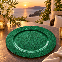 Assiettes de présentation géométriques Woju de 13 pouces en plastique argenté thermolaqué avec texture nid d'abeille pour la décoration de table de mariage