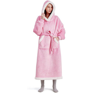 Couverture à <span class=keywords><strong>capuche</strong></span> portable pour adulte, super douce, confortable et chaude, en peluche, avec manches, pour regarder la télévision, type peignoir à <span class=keywords><strong>capuche</strong></span> - Product Image 1