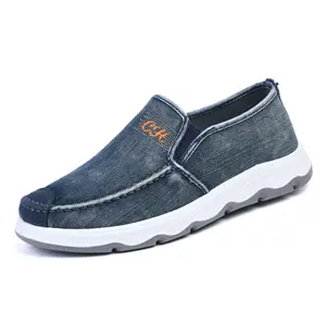 Canvas Denim Upper Men's Canvas Trendy Shoes Flat Walking Driving Loafers For Men Summer