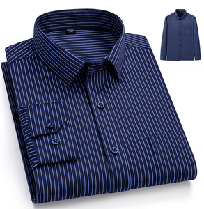 Camisas informales ajustadas de <span class=keywords><strong>manga</strong></span> <span class=keywords><strong>larga</strong></span> de algodón para <span class=keywords><strong>hombre</strong></span>, diseño formal liso a rayas, transpirable para la temporada de primavera - Product Image 6
