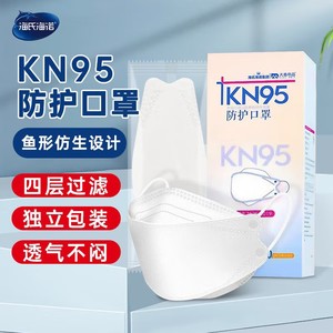 หน้ากากป้องกัน KN95 สำหรับผู้ใหญ่ Haishi Hainuo, หน้ากากทรงปากปลา N95 สำหรับผู้ใหญ่, รูปทรงใบหลิวแบบใช้แล้วทิ้ง, 6 ชิ้นต่อแพ็ค - Product Image 2