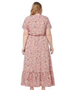 Abito Oversize da <span class=keywords><strong>Donna</strong></span> Personalizzato per <span class=keywords><strong>Taglie</strong></span> <span class=keywords><strong>Forti</strong></span>, Estivo, con Stampa Floreale, Collo Tondo, Maniche Corte e Vita Alta, Vestito Comodo per il Lavoro - Product Image 5