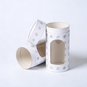 Custom Cylinder Paper <b>Box</b> With <b>Clear</b> Display Window Round Cardboard Tube Packaging For <b>Gift</b> Cosmetic Candle - Product Image 4