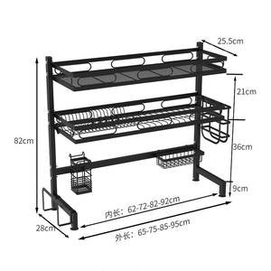 Escurridor de Platos de Acero Inoxidable de Doble Nivel, Montado en la Pared, Moderno, con 2 Porta Cubiertos, <span class=keywords><strong>Ajustable</strong></span>, <span class=keywords><strong>para</strong></span> <span class=keywords><strong>Baño</strong></span> - Product Image 4