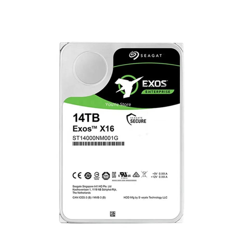 Đối với Seagate 14TB HDD Exos X16 st14000nm001g 14t SATA 6 Gb/giây 7200rpm 256Mb Bộ nhớ cache 3.5inch doanh nghiệp máy chủ PC Ổ đĩa cứng