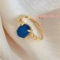 Bague ouverte en alliage plaqué or, ovale, thermosensible, à changement de couleur, avec pierre d'humeur et strass