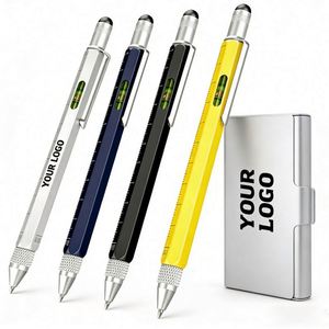 Stylo multifonction 6 en 1 personnalisé avec logo pour cadeau promotionnel d'entreprise, stylo à bille multifonction - Product Image 1