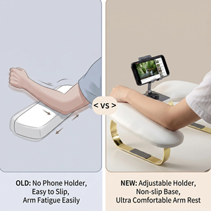 Repose-main ergonomique en métal doré massif haut de gamme en forme de U, support de téléphone antidérapant et stable, accoudoir professionnel pour manucure - Product Image 6