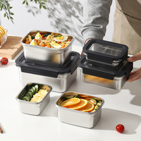 Boîte à lunch portable en acier inoxydable 304, boîte de préparation de repas, récipient de conservation des aliments en acier inoxydable avec couvercle