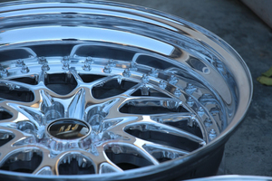 Rcsr एल्यूमीनियम मिश्र धातु पहियों काम करता है rezax ii 15-26 इंच रेसिंग स्पोर्ट मेष डिजाइन दो और तीन टुकड़े जाली पहियों ट्रिपल क्रोम क्रोम - Product Image 4