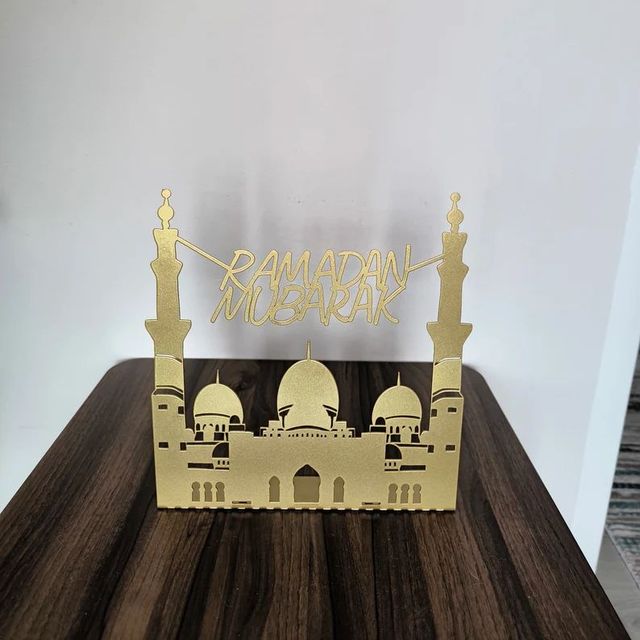 Ramadan Mubarak Metal Islamic Tabletop Decor  Ramadan Kareem Table Sign Islamic Art Ramadan Decor
