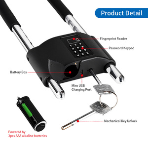 Lucchetto Intelligente per Bicicletta in Acciaio Inox <span class=keywords><strong>con</strong></span> App Tuya, Serratura <span class=keywords><strong>con</strong></span> Impronta Digitale per Auto e <span class=keywords><strong>Moto</strong></span> - Product Image 3