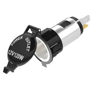 Motorcycle Auto Cigarette Lighter Plug Connector Aluminum 12V 120W Splitter Power Lighter Socket Outlet For Car Boat Tarctor