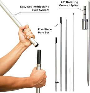 Xách tay vuông Hợp kim nhôm Cột cờ & thép không gỉ mặt đất Cổ Phần kinh doanh sử dụng bãi biển cờ với bao gồm túi - Product Image 5