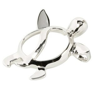 Collier Pendentif Tortue Plaqué Platine en Acier Inoxydable 316L, Breloque Géométrique Sertie, Bijou Unisexe Tendance et Adorable, Idéal Cadeau - Product Image 2