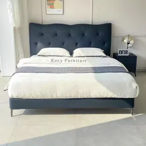 Deluxe 1,8 м двуспальная кровать Американский современный простой дизайн кожаная мебель для спальни для дома или коммерческой квартиры