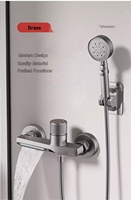Ensemble de douche mural tout en laiton Cooper avec mitigeur eau chaude/froide et douchette à main massante 5 fonctions