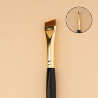 Pincel plano vegano fino para tinte de cejas, marca privada, pincel delineador de ojos con logotipo personalizado