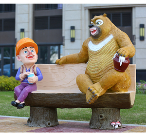 Tùy chỉnh nhà máy sản xuất phim hoạt hình gấu tuyết trắng vườn điêu khắc thực tế động vật ngoài trời tượng nhựa sợi thủy tinh thủ công lớn - Product Image 2