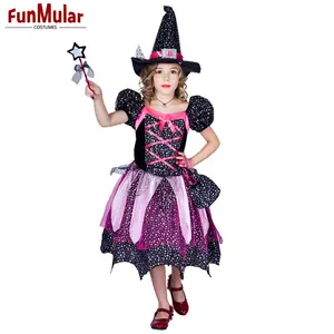 Funmolar ragazze strega costumi di Halloween per bambini Cosplay costume con cappello