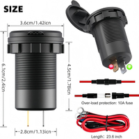 Cargador USB de 58W con Doble Puerto PD QC3.0, Enchufe para Coche con Interruptor de Encendido/Apagado para Coche, Barco, RV, Marino, ATV