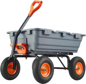 <span class=keywords><strong>Carrello</strong></span> per discarica da giardino in poliestere da 800 libbre <span class=keywords><strong>con</strong></span> pneumatici da 10 pollici, carriola <span class=keywords><strong>con</strong></span> telaio in acciaio per terreno, piante, legno e attrezzi da giardinaggio - Product Image 1
