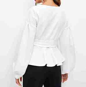 Off Spalla Camicette da Donna Primavera Nuovi Arrivi di Modo del Manicotto Della Lanterna Bianco T-shirt da Donna <span class=keywords><strong>Sexy</strong></span> Delle Parti Superiori Delle Donne Abbigliamento - Product Image 4
