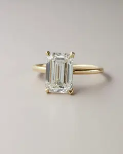 2ct Emerald Cut GRA Certificate Moissanite with hidden halo engagement ring Real 18k Solid Gold Custom Rings Fine Jewelry