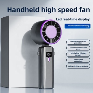 Nouveau ventilateur portable Turbo 2026, rechargeable par USB, haute vitesse, à suspendre au cou, avec affichage numérique, mini ventilateur pliable, cadeau - Product Image 3