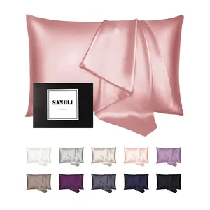 RTS Eco-Friendly Bedsure 19MM 100% Hidden Zipper Pure Pink Silk Pillow Cases Wanshili Silk