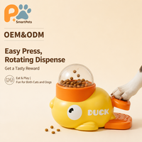 Distributeur automatique de nourriture pour animaux de compagnie SmartPets en forme de canard avec base en plastique, jouet interactif pour l'alimentation des chats d'intérieur